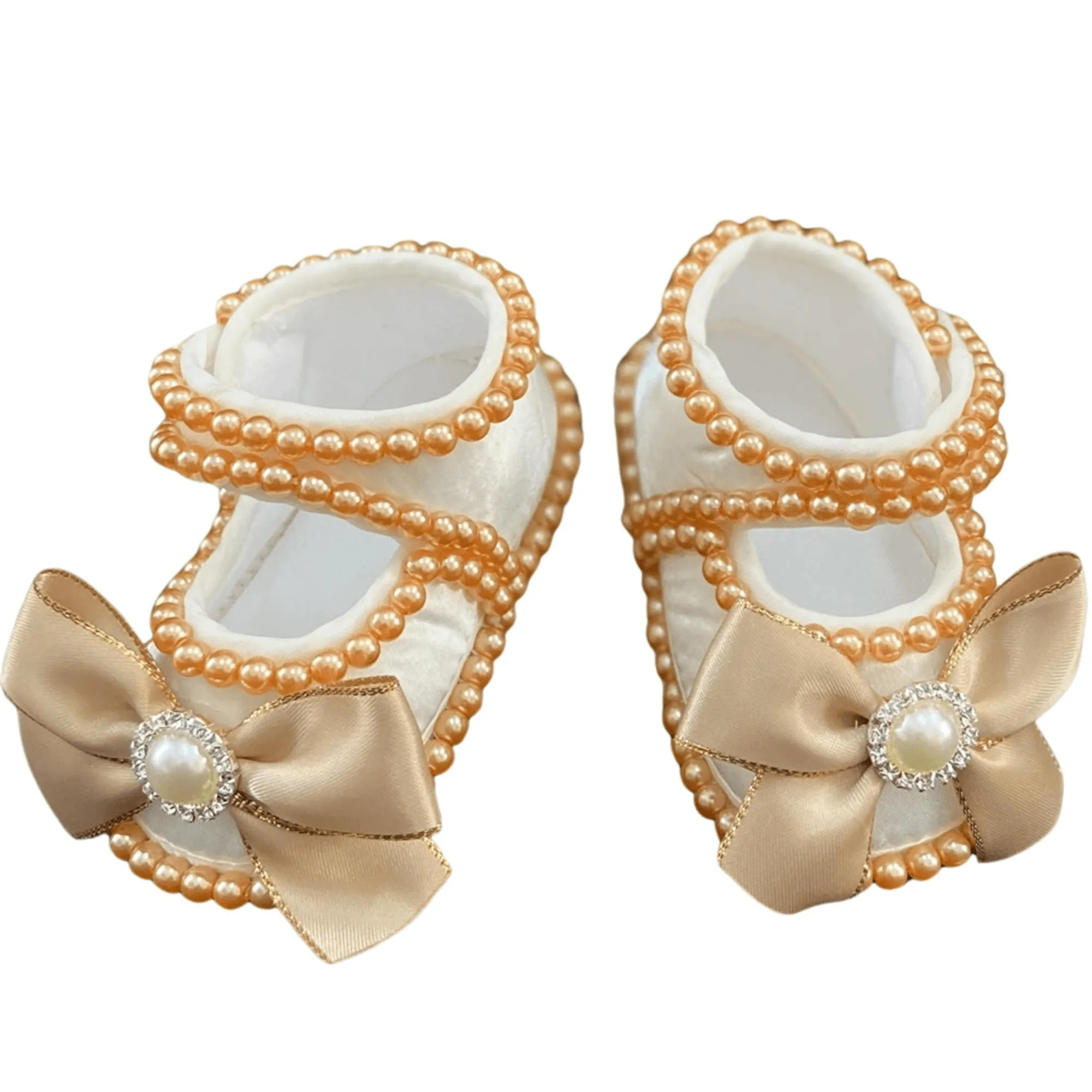 Baby Girls Infant Newborn Pearl Princess Shoes First Walkers Sparkly Glitter Soft Bow Buckle Toddler Shoes