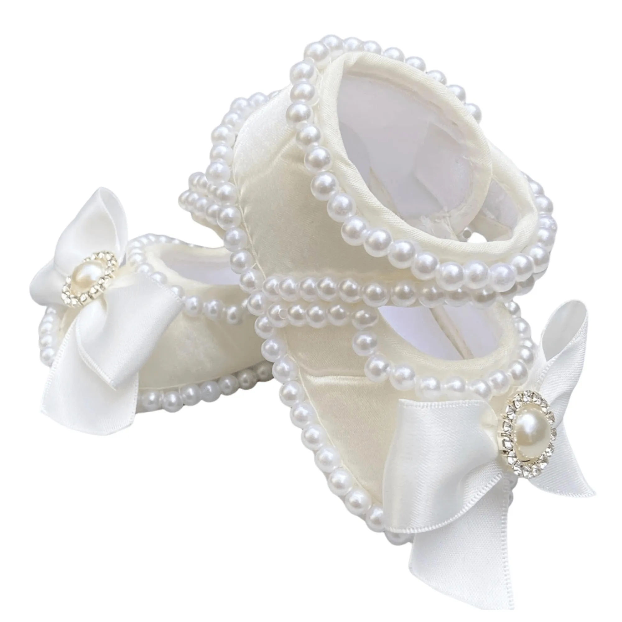Baby Girls Infant Newborn Pearl Princess Shoes First Walkers Sparkly Glitter Soft Bow Buckle Toddler Shoes