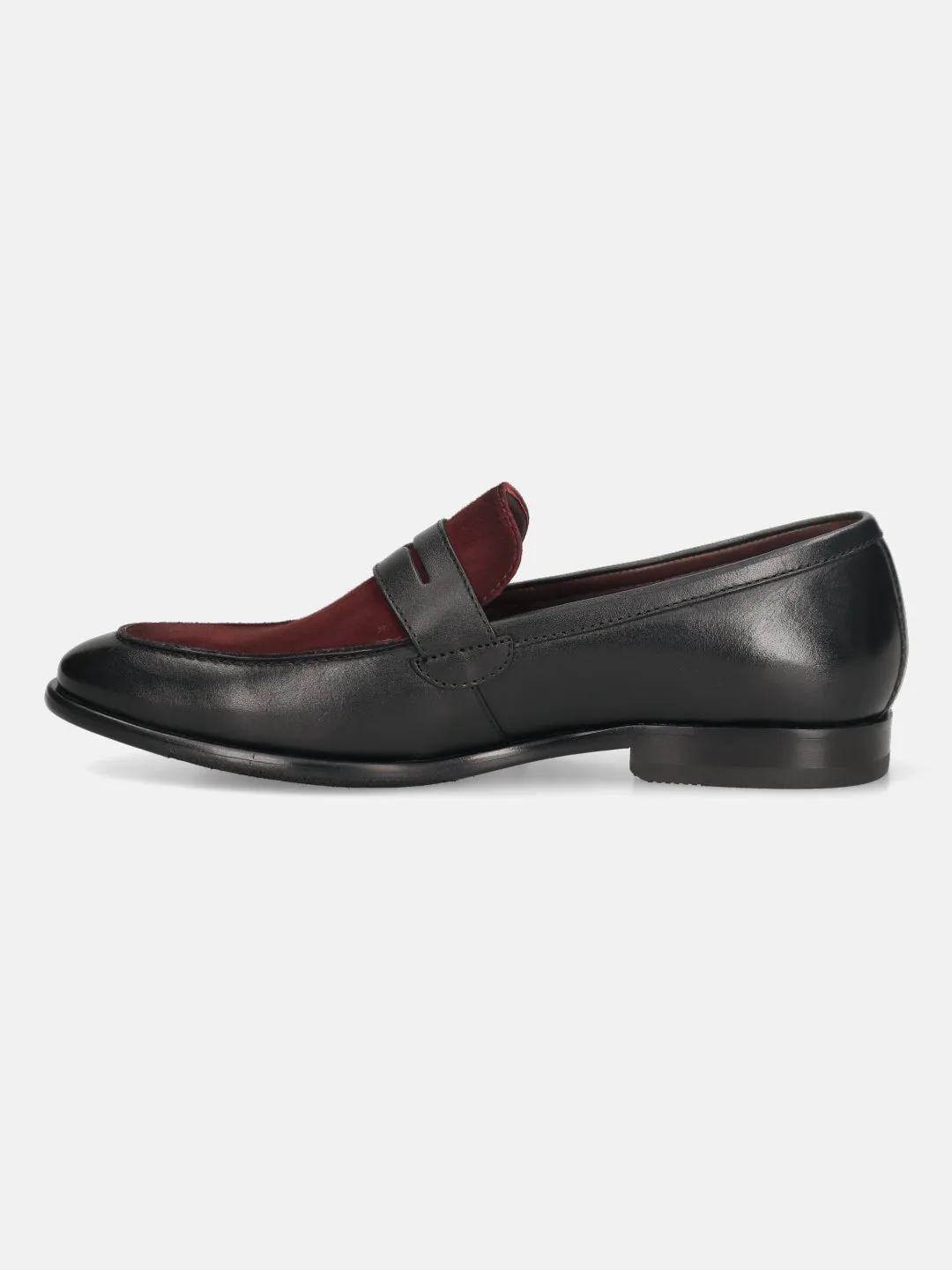 bugatti Black & Bordo Premium Leather Slip-ons Formal