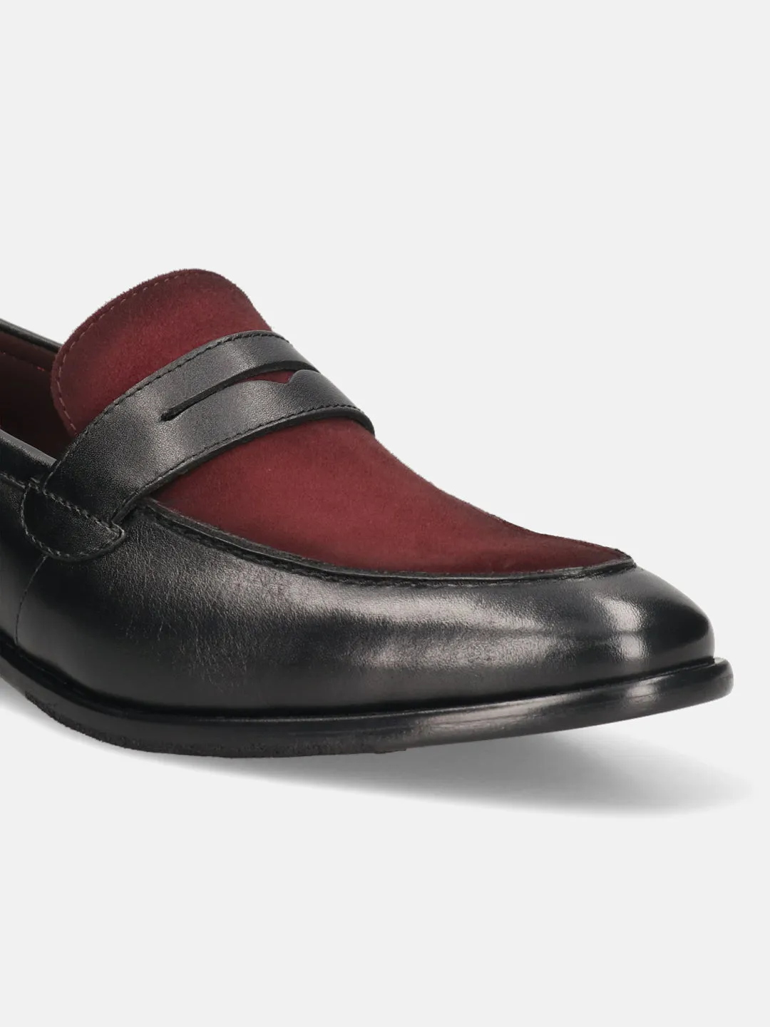 bugatti Black & Bordo Premium Leather Slip-ons Formal