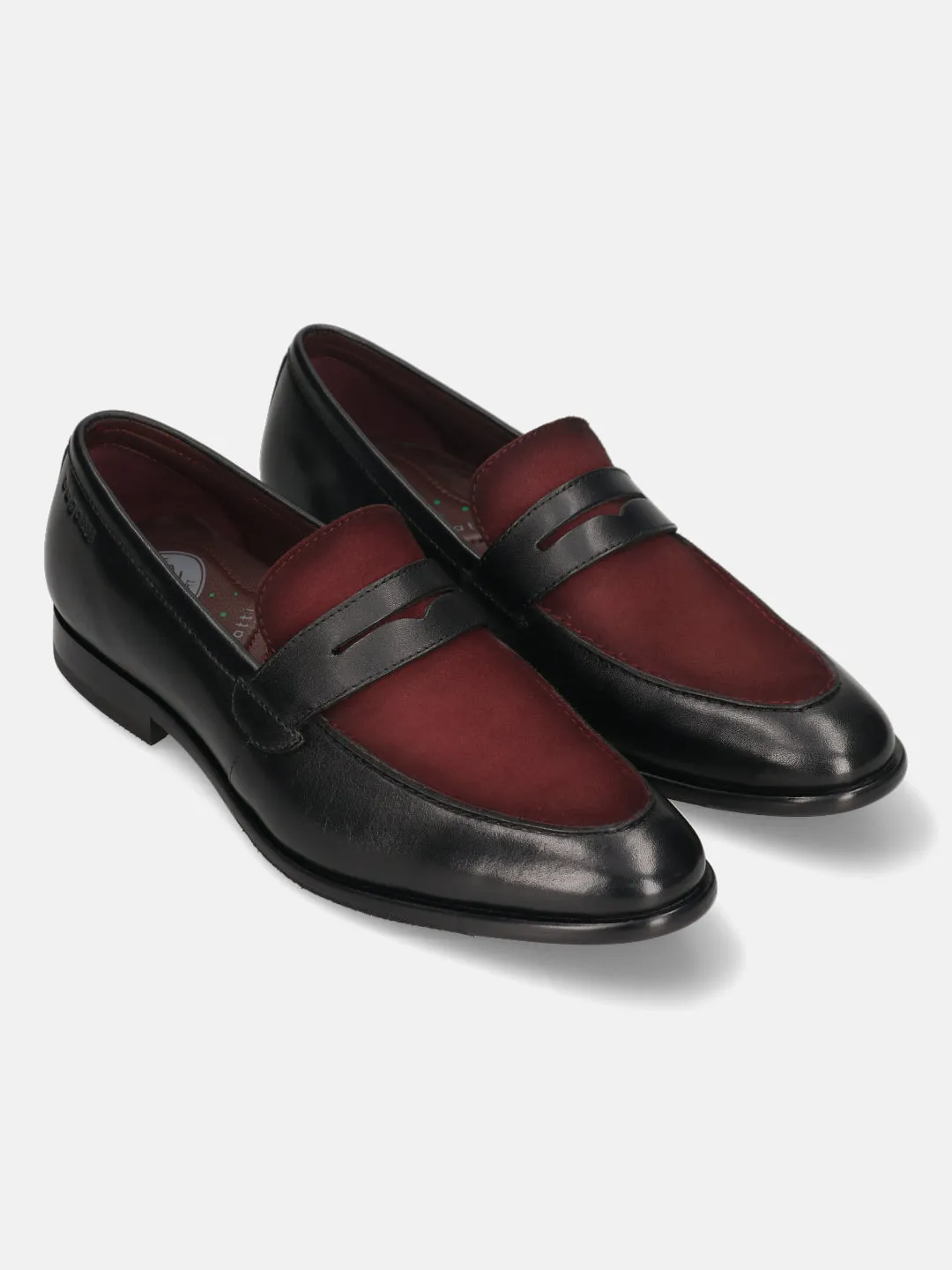 bugatti Black & Bordo Premium Leather Slip-ons Formal