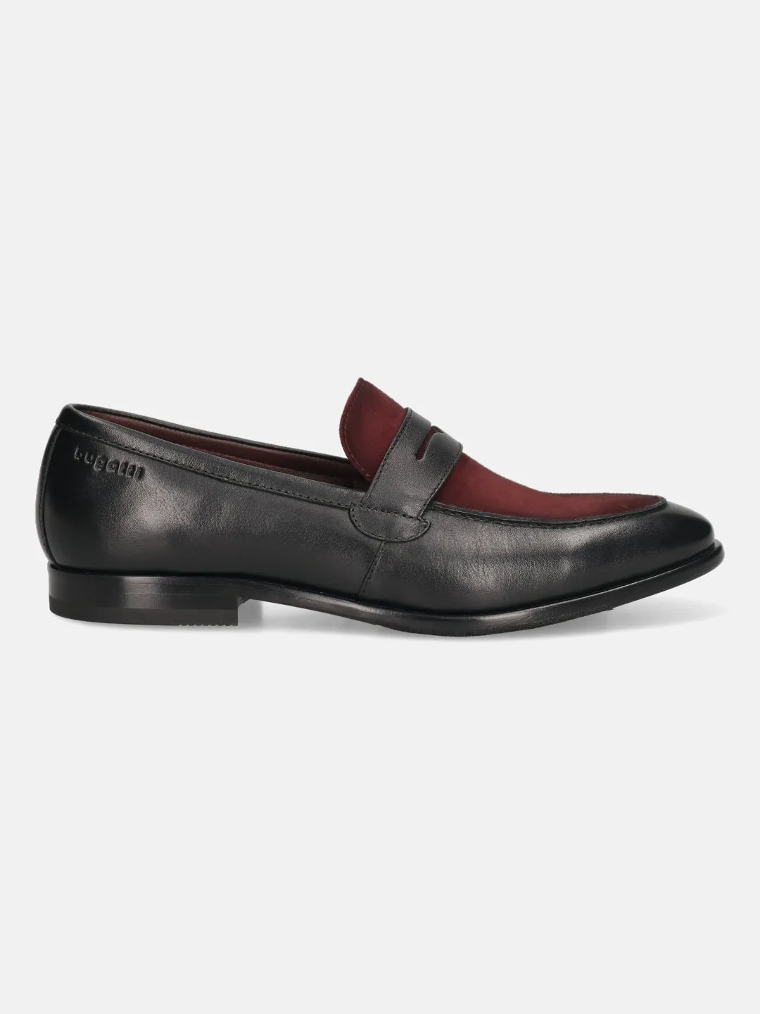 bugatti Black & Bordo Premium Leather Slip-ons Formal