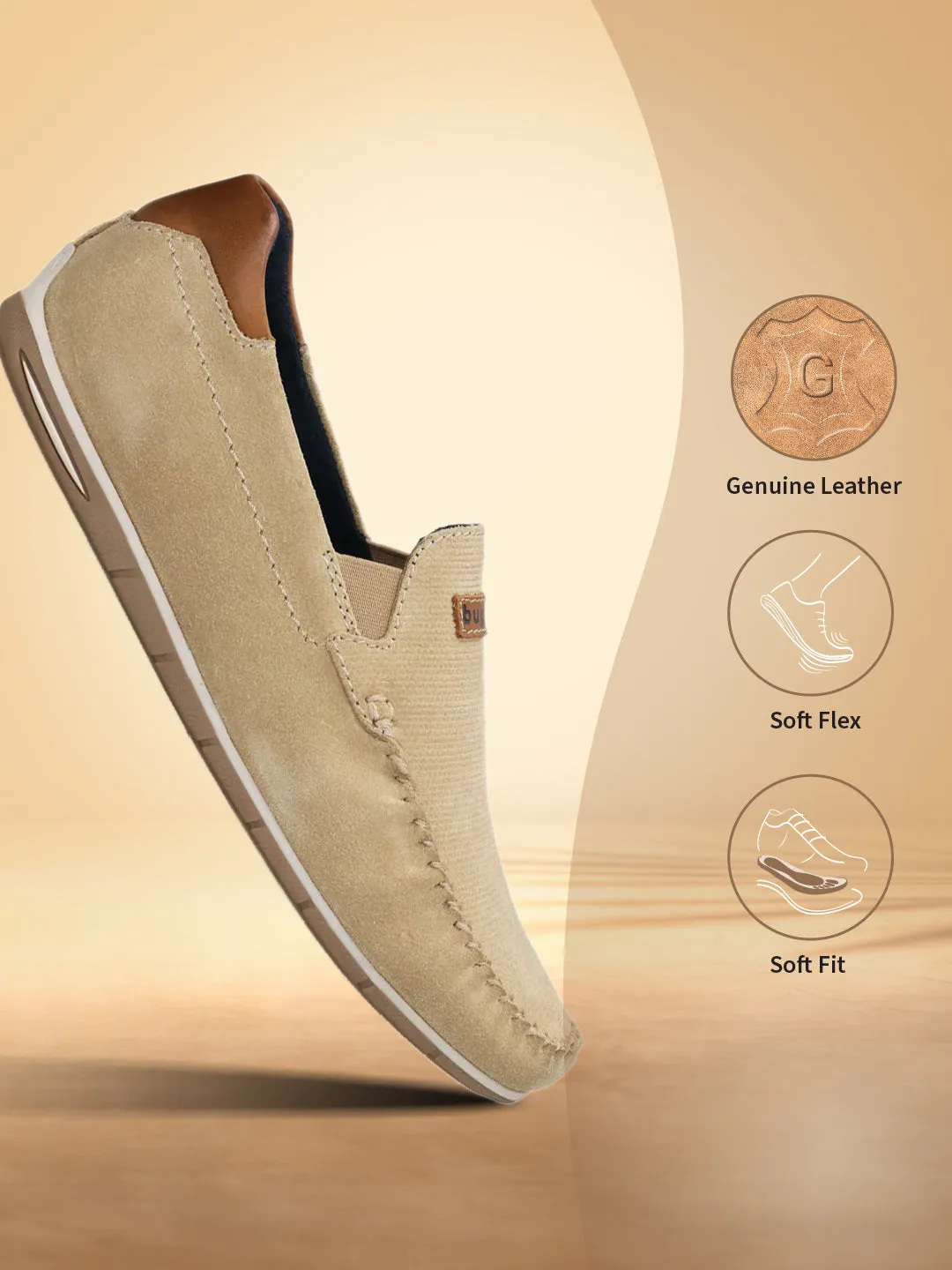 bugatti Sand Premium Leather Slip On
