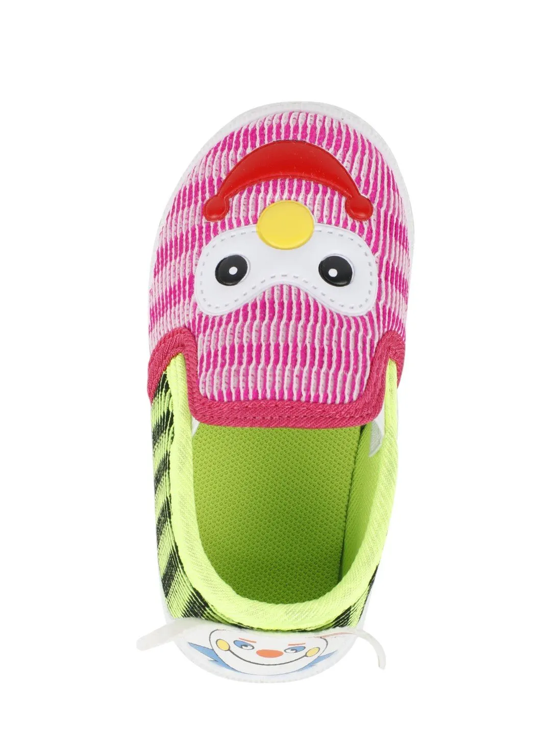 Cheerful Smiley Face Bright Pink and Green Shoes for Girls