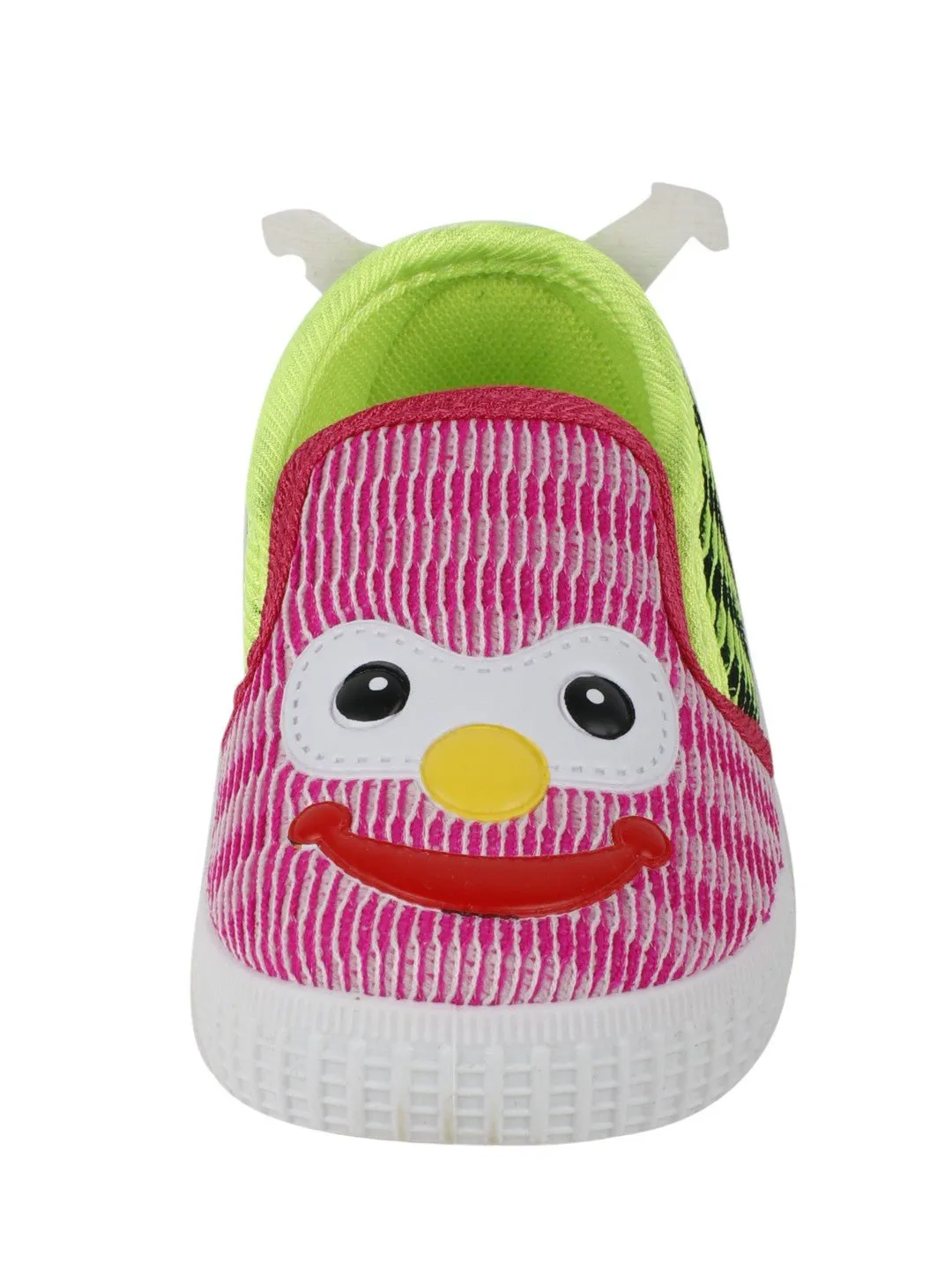 Cheerful Smiley Face Bright Pink and Green Shoes for Girls