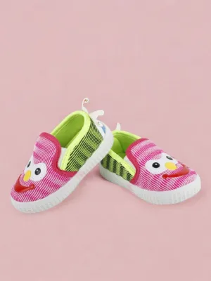 Cheerful Smiley Face Bright Pink and Green Shoes for Girls