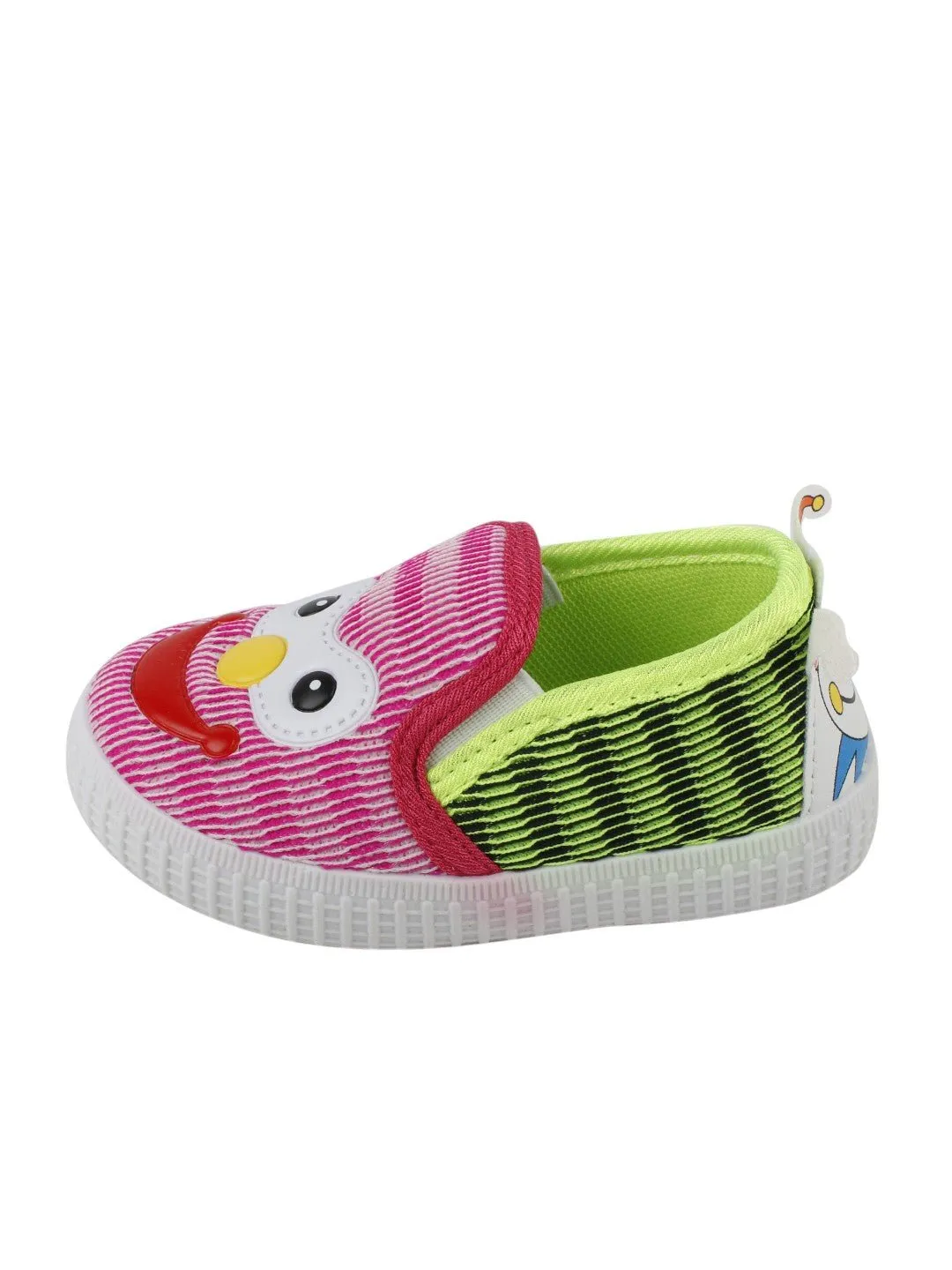 Cheerful Smiley Face Bright Pink and Green Shoes for Girls
