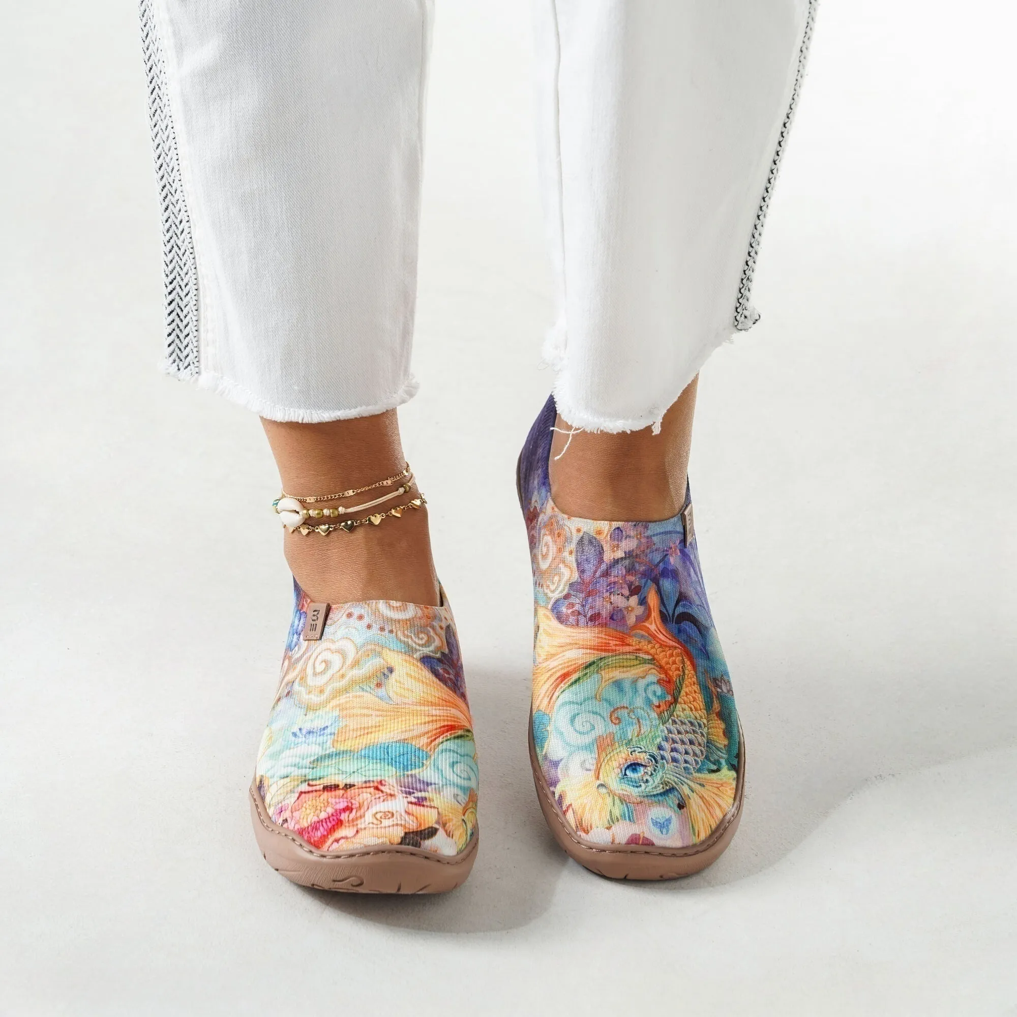 Cloud-Drifting Koi Women's Slip-On Shoes Painted Canvas Sneakers