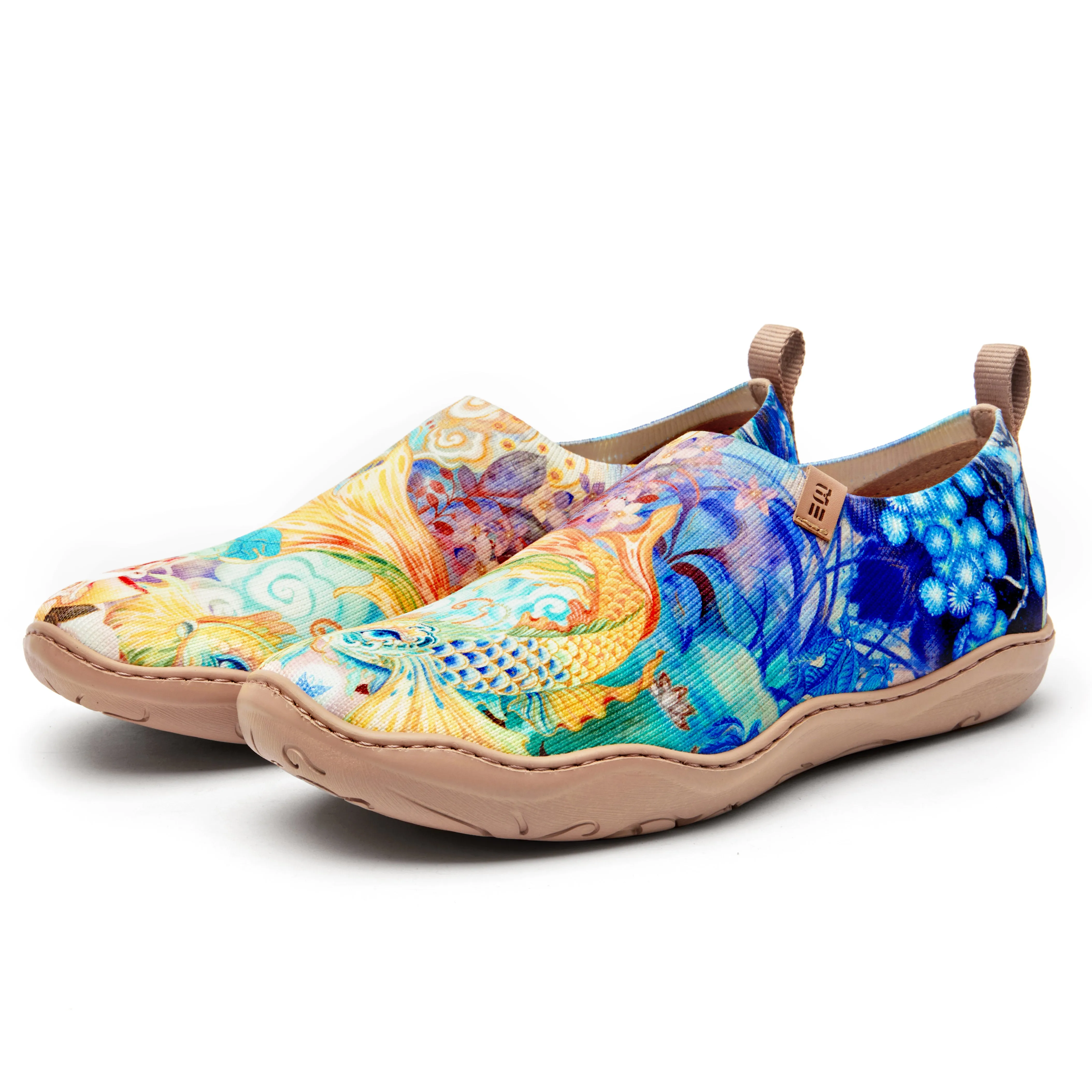 Cloud-Drifting Koi Women's Slip-On Shoes Painted Canvas Sneakers
