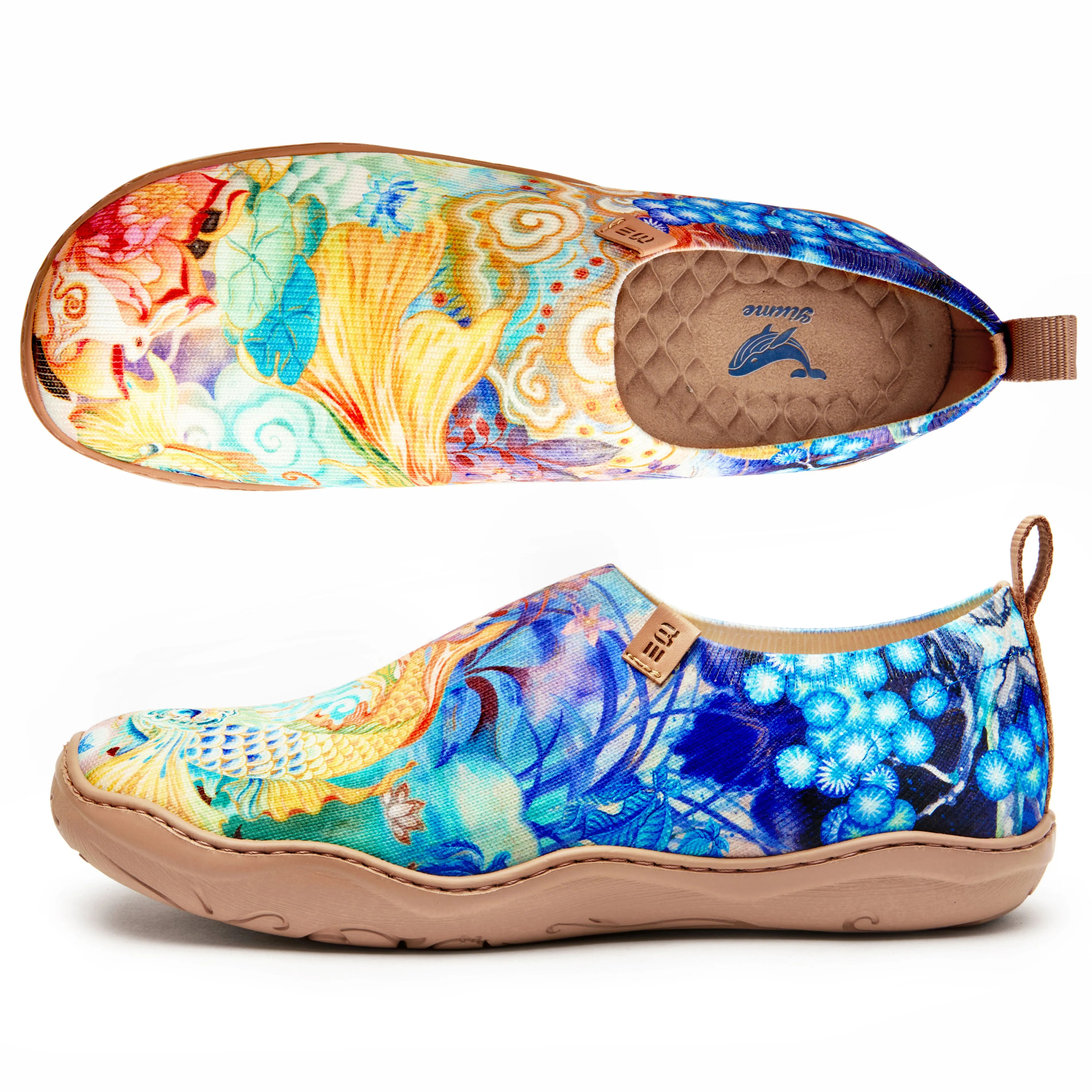 Cloud-Drifting Koi Women's Slip-On Shoes Painted Canvas Sneakers