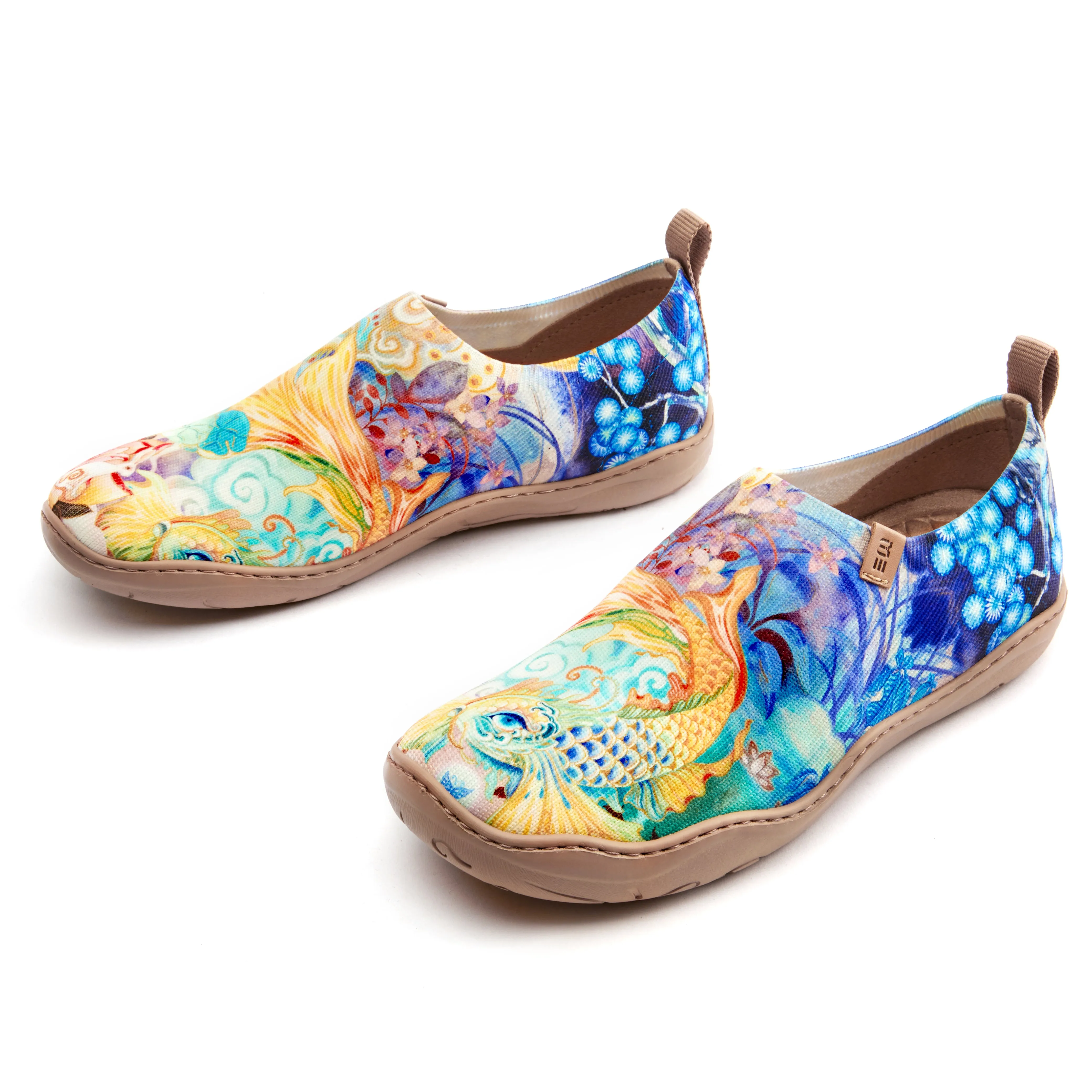 Cloud-Drifting Koi Women's Slip-On Shoes Painted Canvas Sneakers