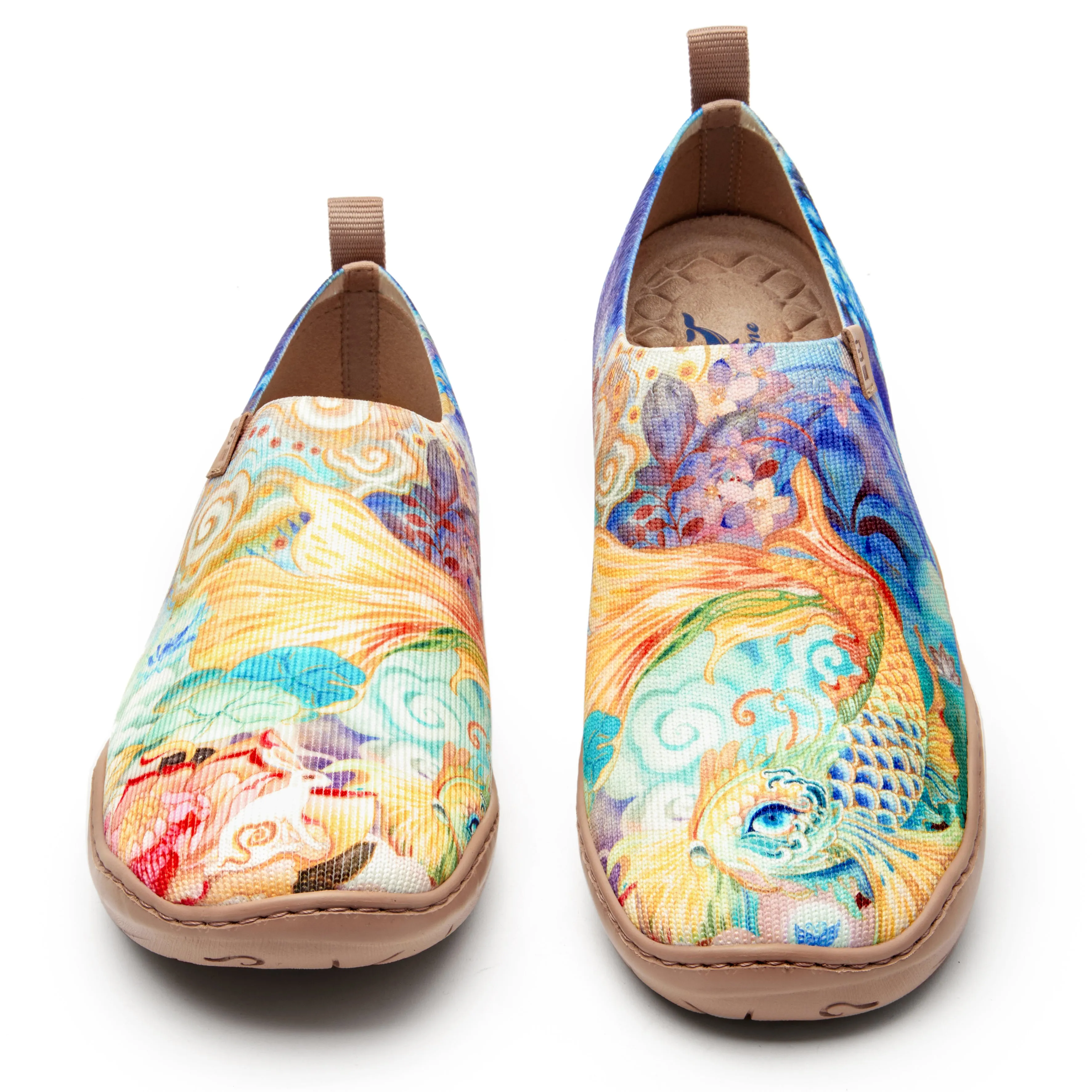 Cloud-Drifting Koi Women's Slip-On Shoes Painted Canvas Sneakers