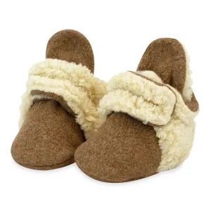 Cozy Furry Baby Bootie, Heather Mocha