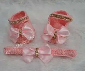 Crochet handmade baby shoes/ Crochet baby girl booties