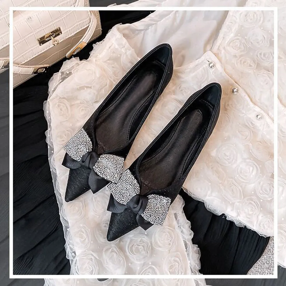 Designer Crystal Big Bow Flats