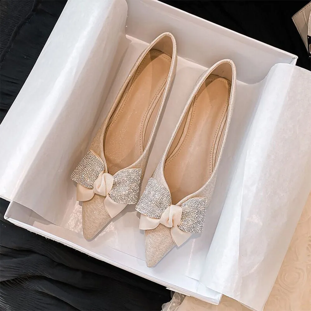 Designer Crystal Big Bow Flats