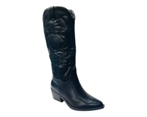 Faux Leather Embroidered Western Cowboy Boots