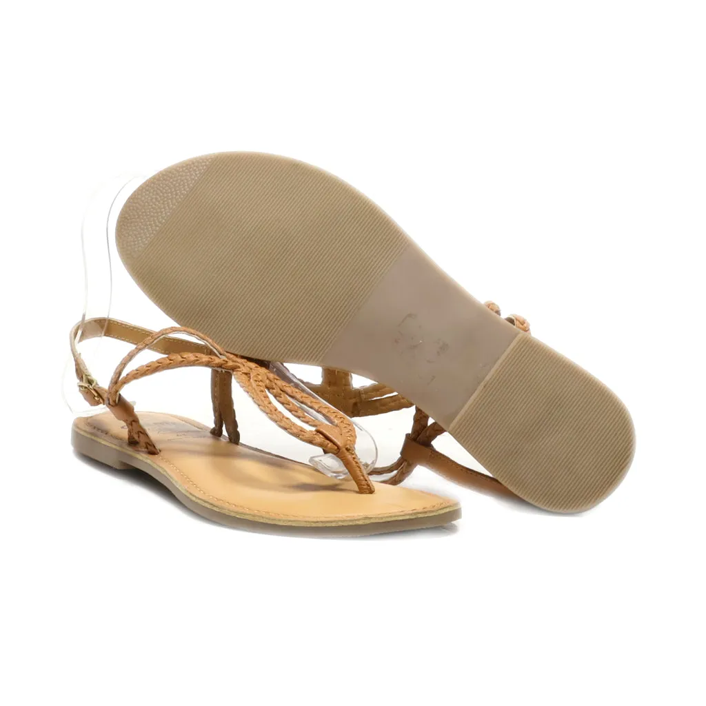 Gemo Flat Sandals Leather Brown Colour For Women
