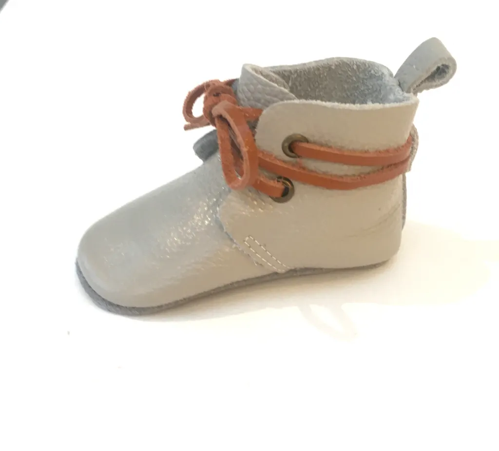Harry Leather Laced Ankle Boots - Grey