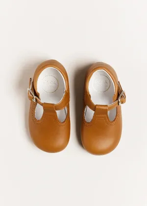 Leather T-Bar Baby Shoes in Brown (20-26EU)