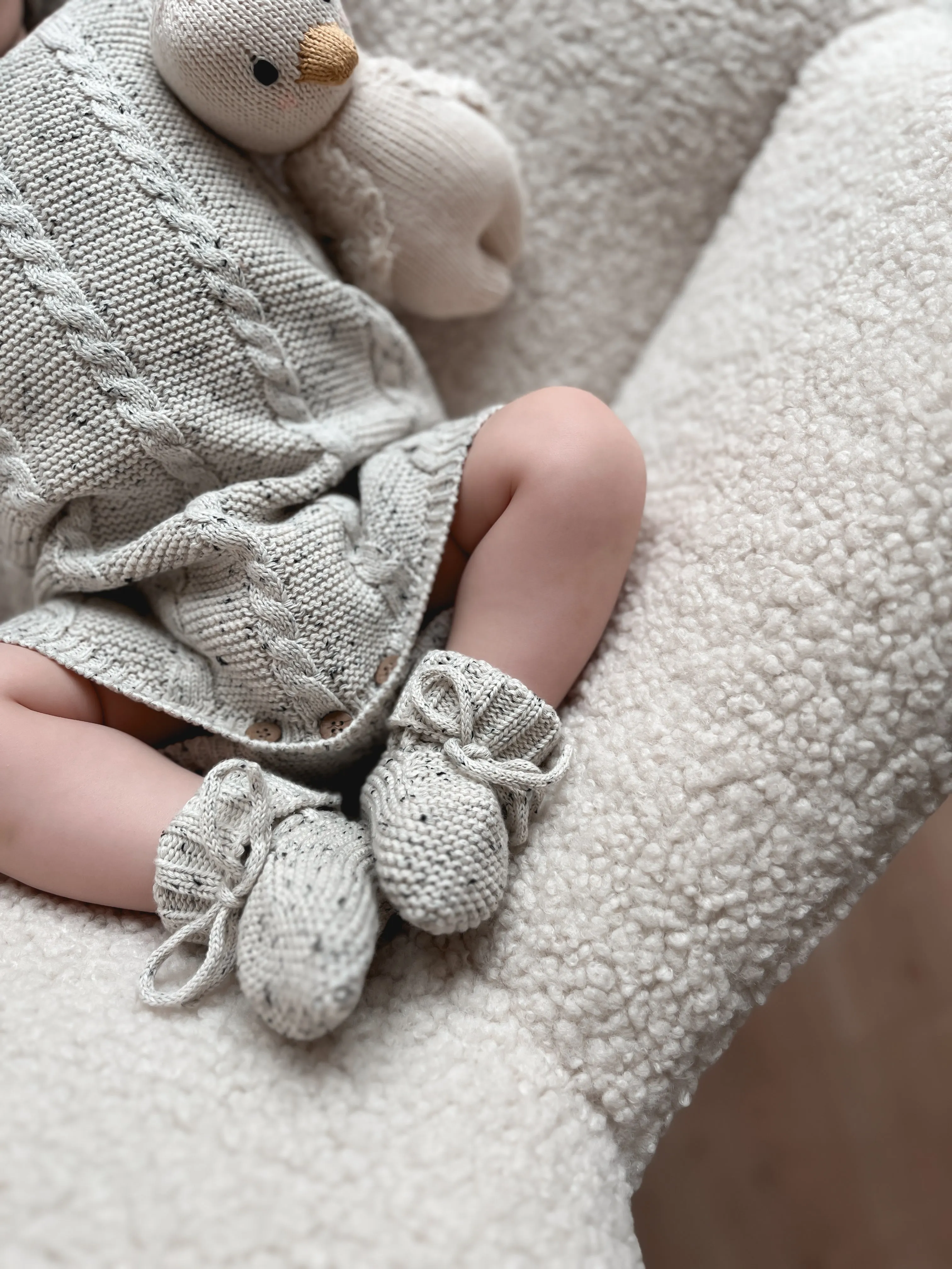Luna   Luca Organic Booties - Black Speckle
