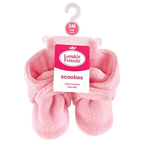 Luvable Friends Unisex Baby Cozy Fleece Booties, Light Pink, 0-6 Months US