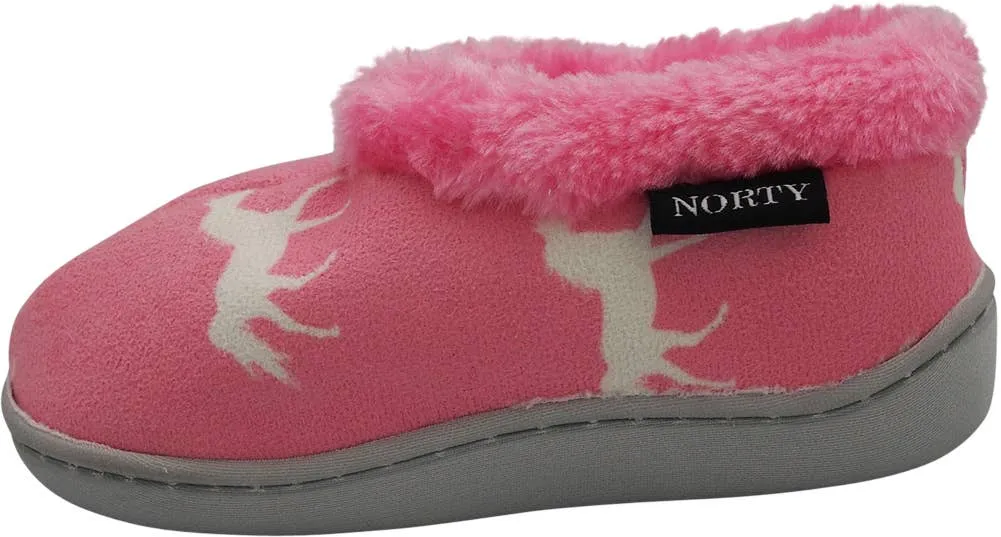 Norty Girls 11-3 Pink Horse Fleece Slipper 17351