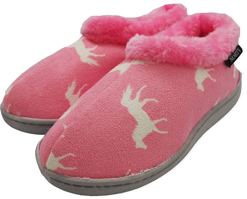 Norty Girls 11-3 Pink Horse Fleece Slipper 17351
