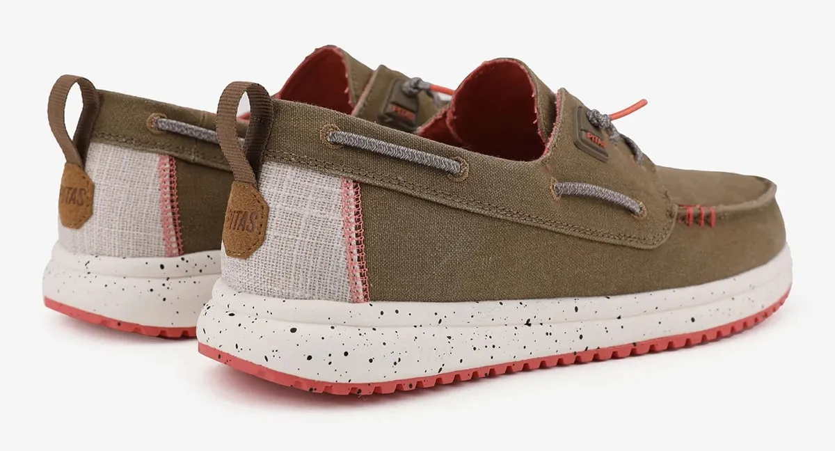 Pitas Mens Byron Canvas Deck Shoes - Camel