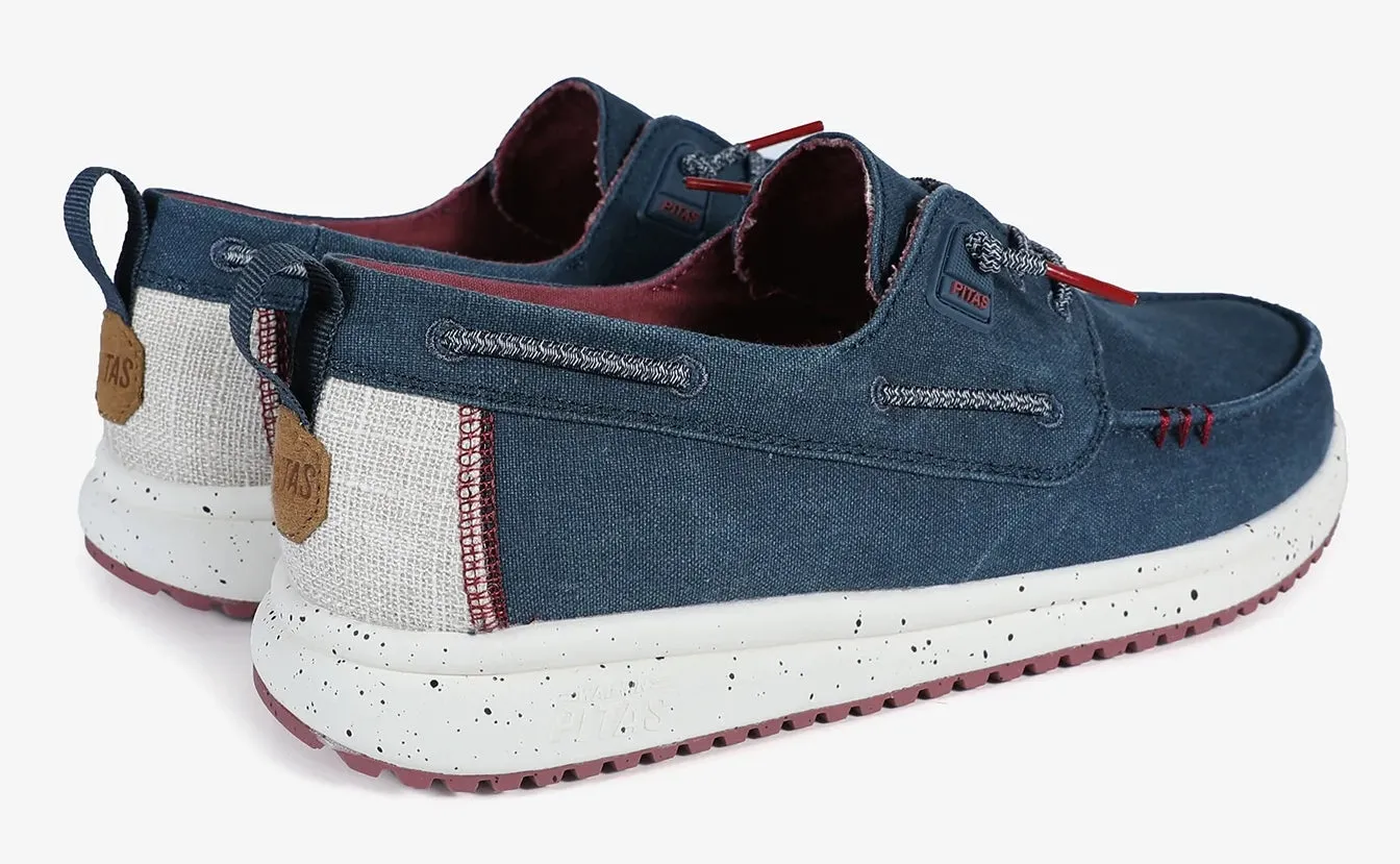 Pitas Mens Byron Canvas Deck Shoes - Marino Navy