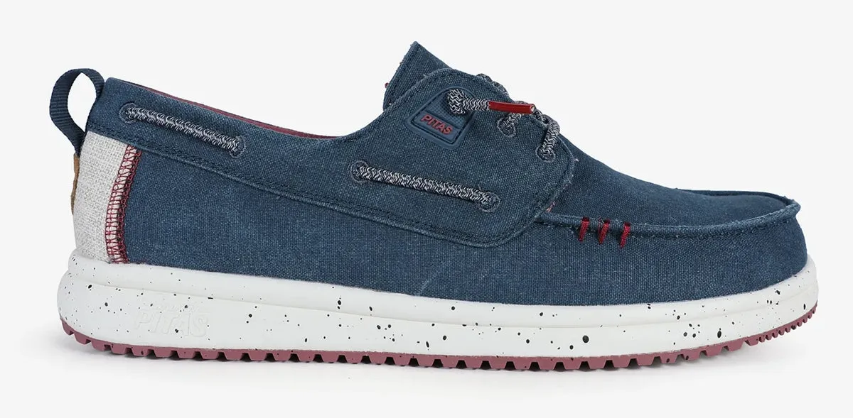 Pitas Mens Byron Canvas Deck Shoes - Marino Navy