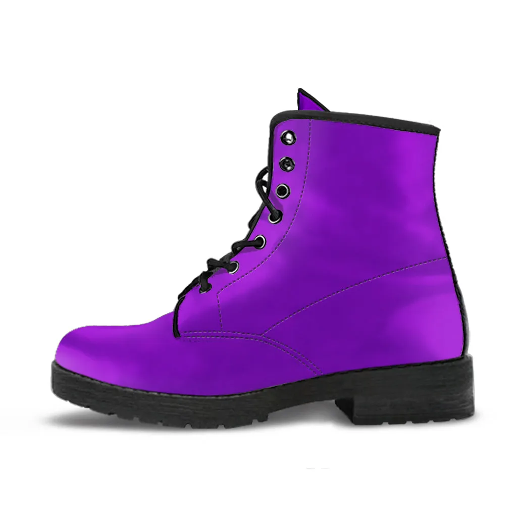Rich Violet Women's Vegan Leather Combat Boots