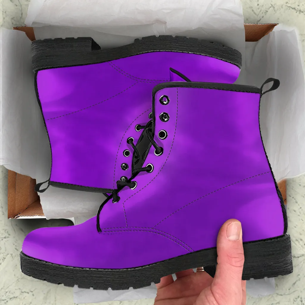 Rich Violet Women's Vegan Leather Combat Boots
