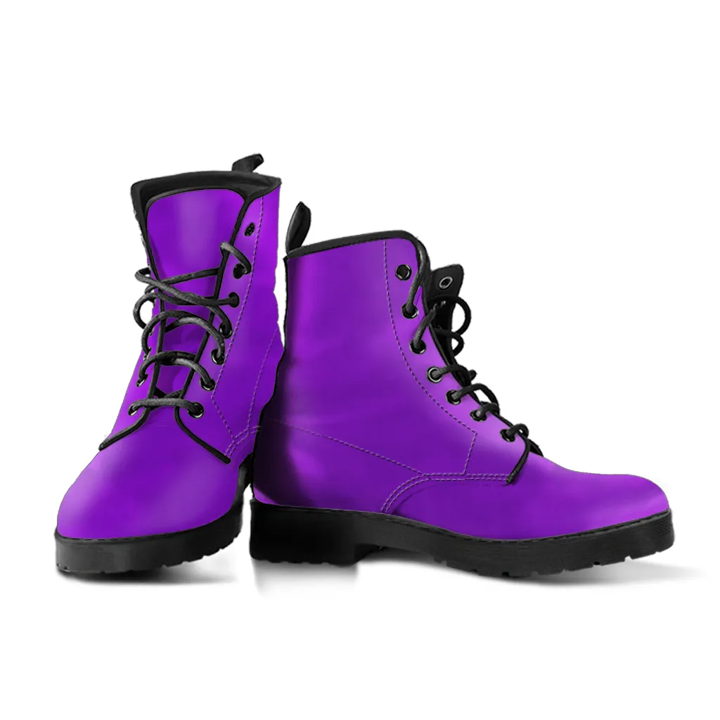 Rich Violet Women's Vegan Leather Combat Boots