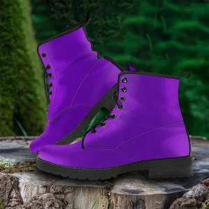 Rich Violet Women's Vegan Leather Combat Boots