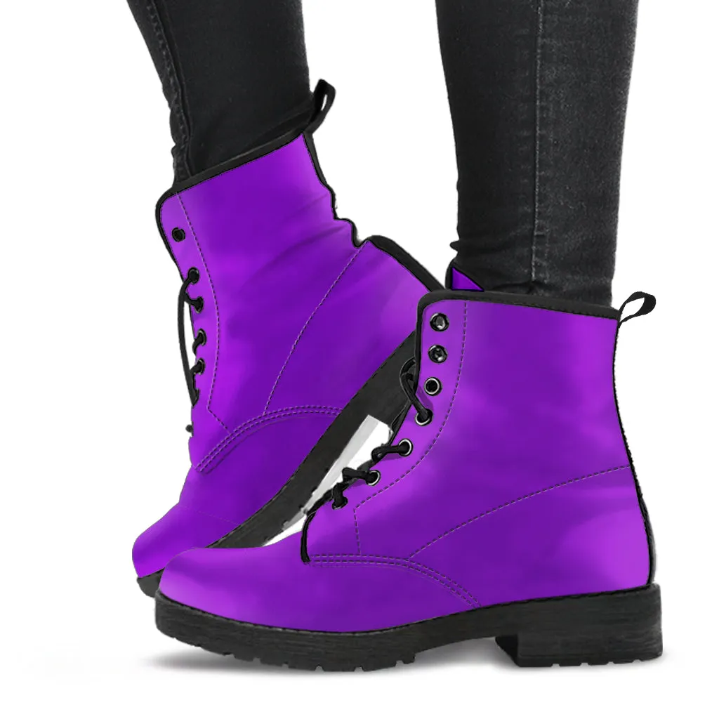 Rich Violet Women's Vegan Leather Combat Boots