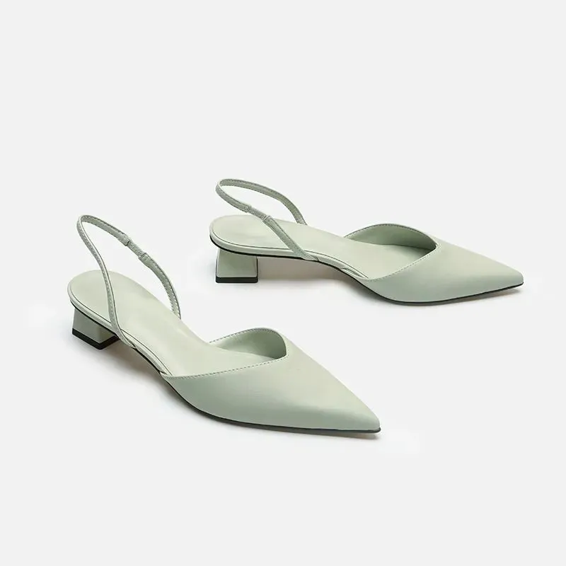 Satin Slingback with Kitten Heel