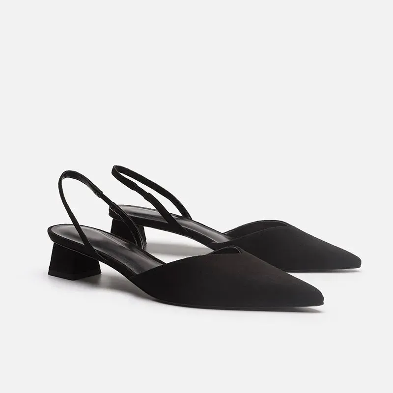 Satin Slingback with Kitten Heel