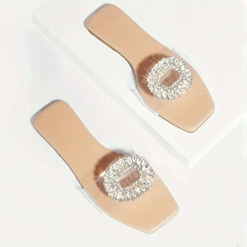 Shimmering Rhinestone Slide Sandals