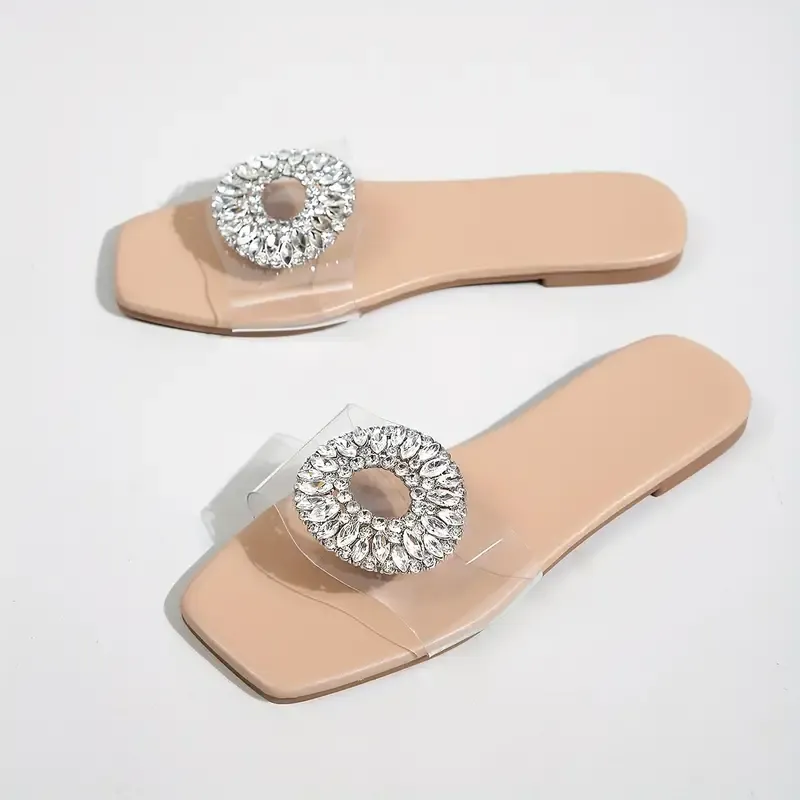 Shimmering Rhinestone Slide Sandals