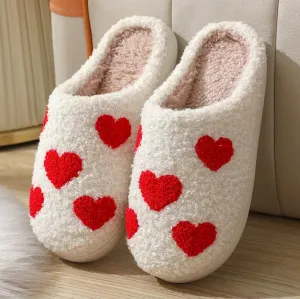 Soft Plush Slippers, Hearts