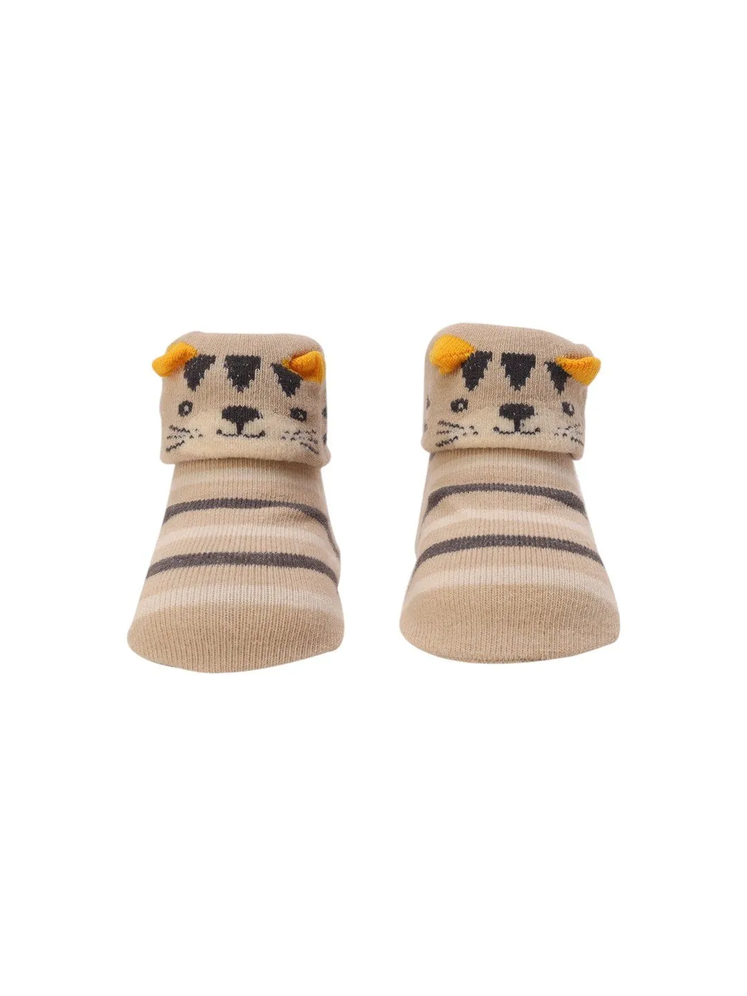 Striped Baby Socks with Tiger Face – Cozy and Adorable Design