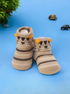 Striped Baby Socks with Tiger Face – Cozy and Adorable Design