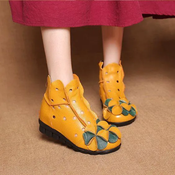 Stylish Design Comfort Ethnic Leather Booties