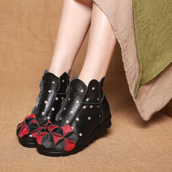 Stylish Design Comfort Ethnic Leather Booties
