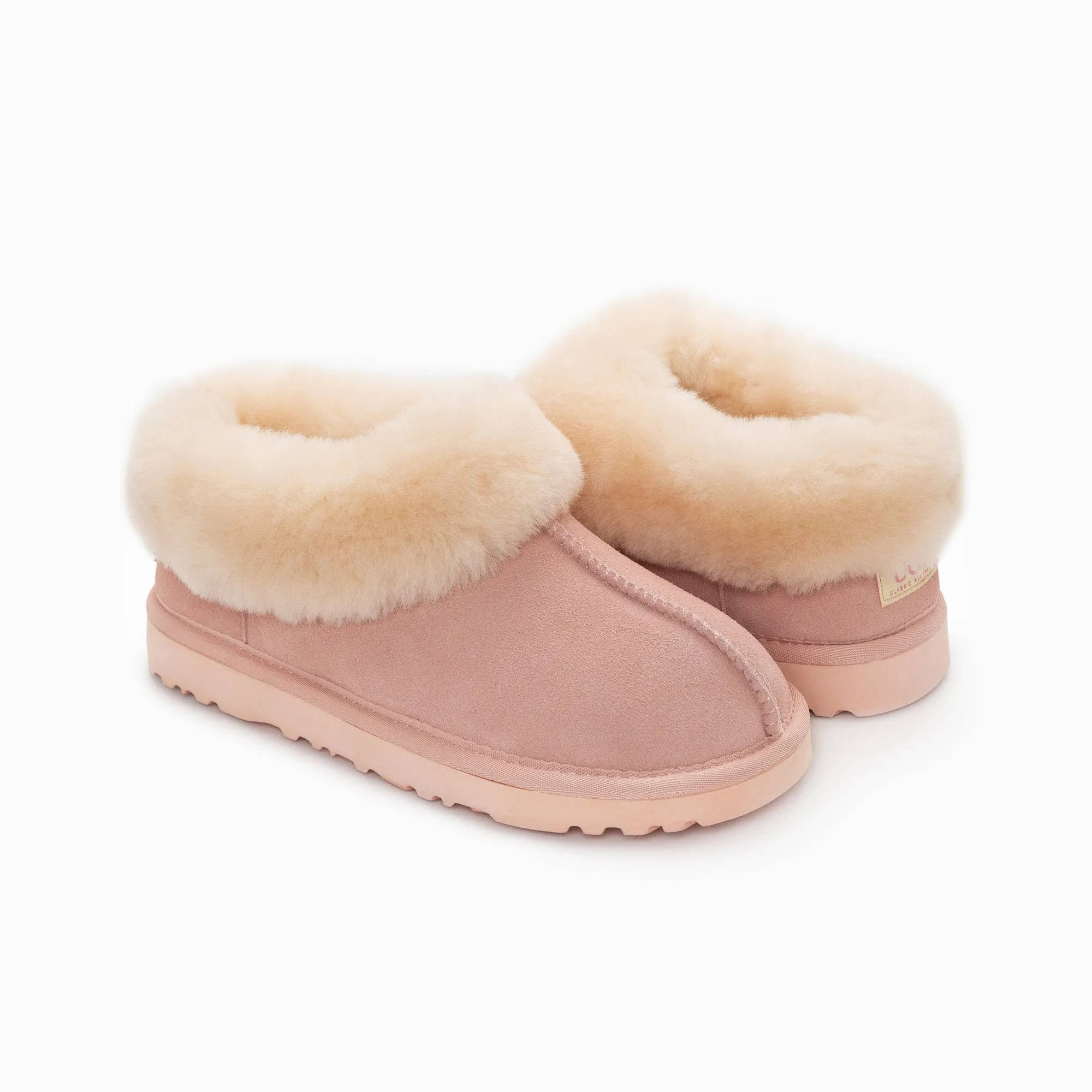Ugg Slippers Collar Unisex Premium Sheepskin Slippers Suede