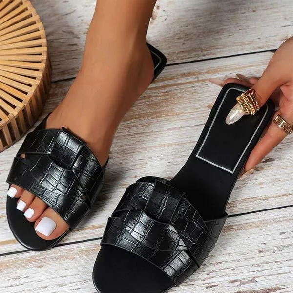 Women's Solid Color Fashion Slides 76633048C
