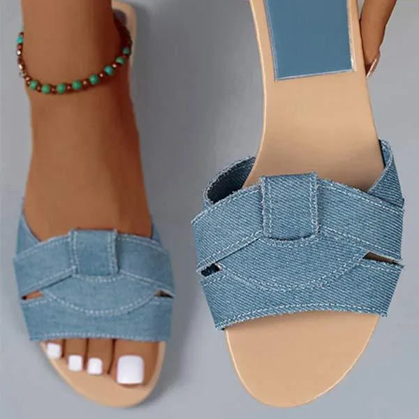 Women's Solid Color Fashion Slides 76633048C