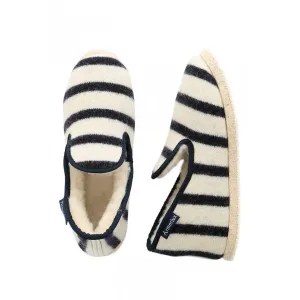 Women's Wool Slippers (Cream   Navy)