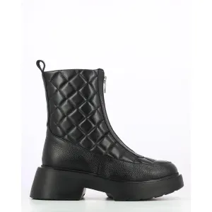 Wonders C-6714 Ladies Black Leather Front Zip Ankle Boots